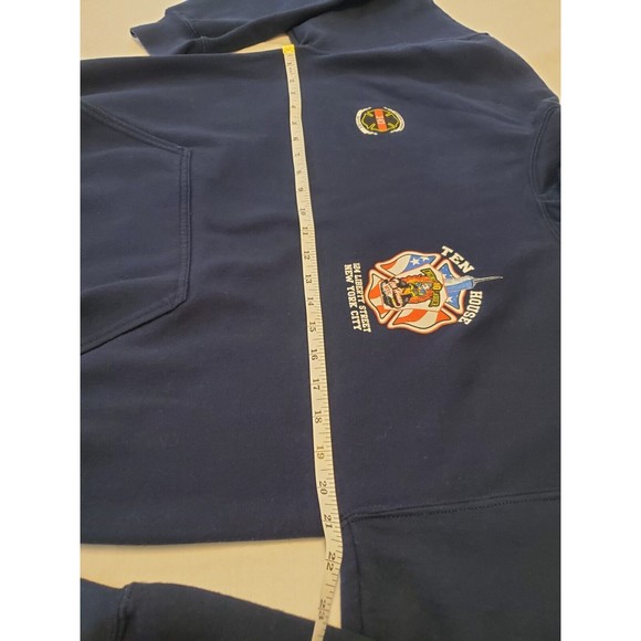 Vtg 9/11 Tribute Hooded Sweatshirt New York City Engine 10 Ladder 10 Mens Sz Med - Picture 10 of 12